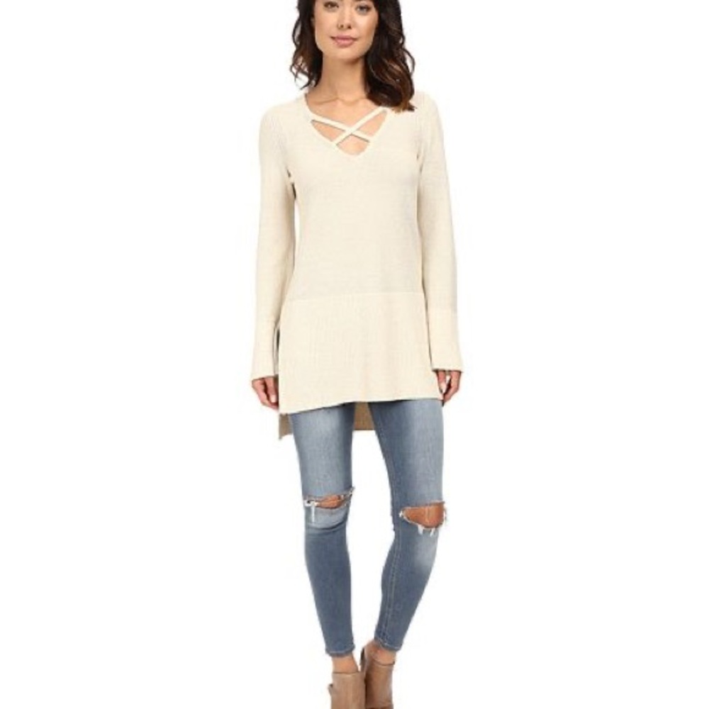 Free People Cream Knit Top